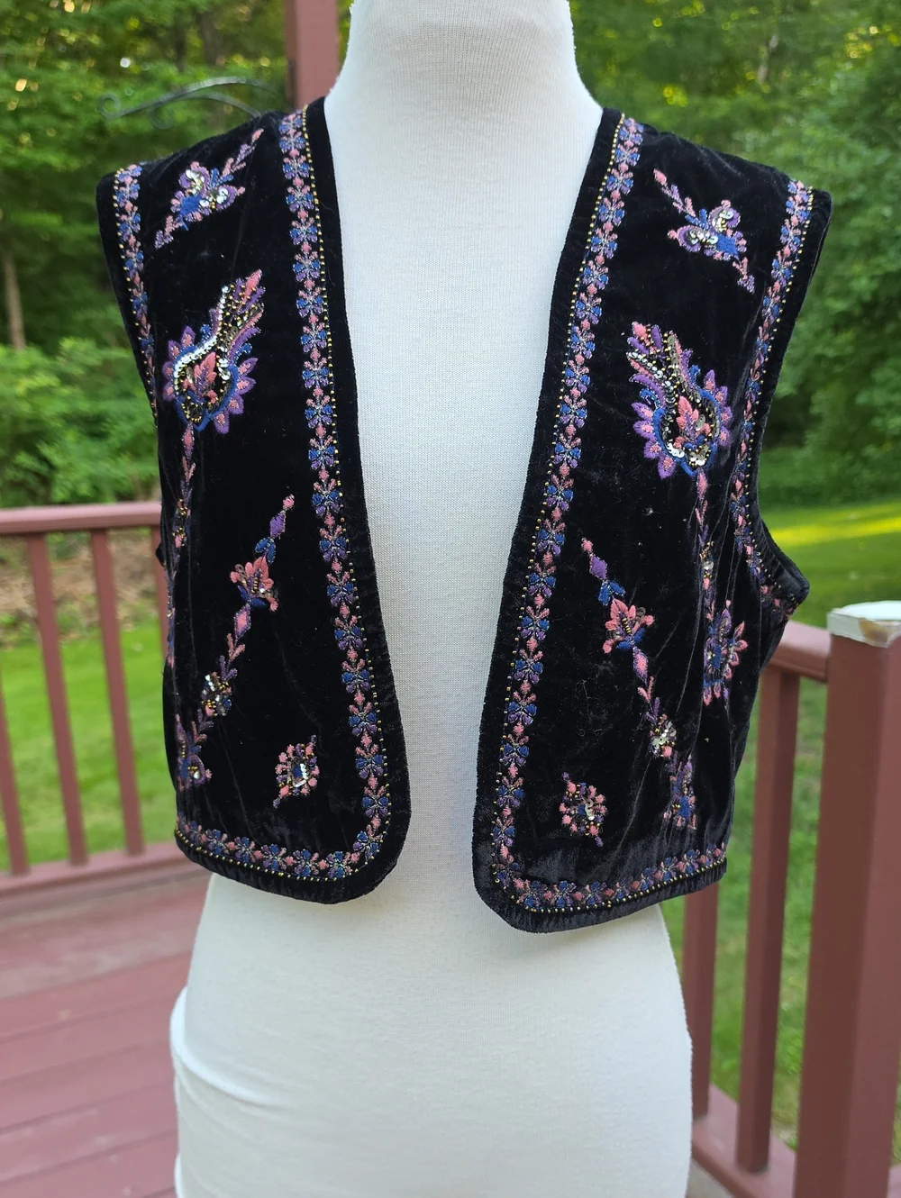 Zara small velvet embroidered vest.